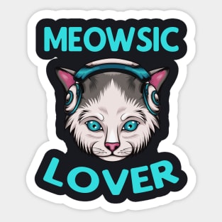 Meowsic Lover Music Cat with Headphones Sticker